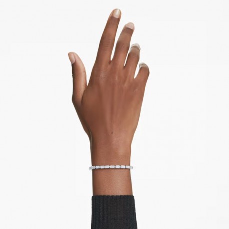 Swarovski Βραχιόλι Tennis Matrix Κοπή Baguette, Λευκό, Επιμετάλλωση ροδίου 5707200 
