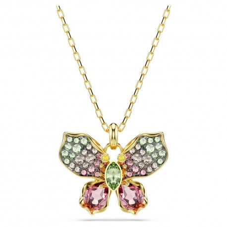 Swarovski Idyllia Κολιέ, Pavé, Πεταλούδα, Πολύχρωμο, Επιμετάλλωση σε χρυσαφί τόνο 5709950 