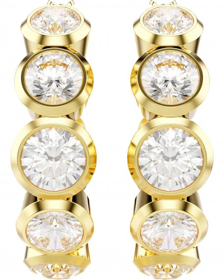 Swarovski Σκουλαρίκια Κρίκοι Imber, Λευκά, Επιμετάλλωση σε χρυσαφί τόνο 5711483 