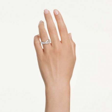 Swarovski Δαχτυλίδι Hyperbola Μείξη κοπών, Λευκό, Φινίρισμα σε ασημένιο τόνο 5714952 