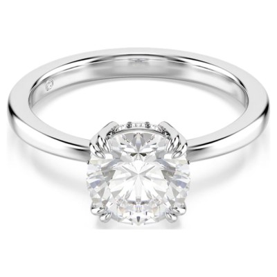 Swarovski Δαχτυλίδι Stilla Στρογγυλή κοπή, Λευκό, Φινίρισμα σε ασημένιο τόνο 5717942