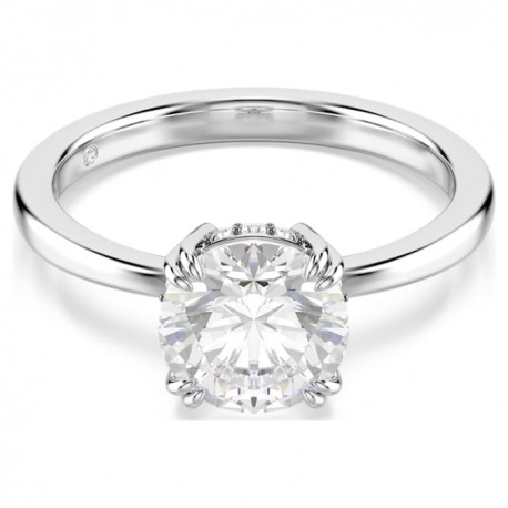 Swarovski Δαχτυλίδι Stilla Στρογγυλή κοπή, Λευκό, Φινίρισμα σε ασημένιο τόνο 5717942 