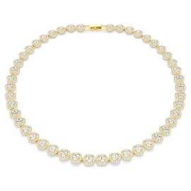 SWAROVSKI Κολιέ Tennis Una Angelic Στρογγυλή κοπή, Λευκό, Επιμετάλλωση σε χρυσαφί τόνο 5720505