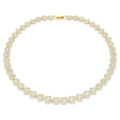 SWAROVSKI Κολιέ Tennis Una Angelic Στρογγυλή κοπή, Λευκό, Επιμετάλλωση σε χρυσαφί τόνο 5720505