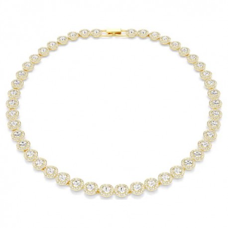 SWAROVSKI Κολιέ Tennis Una Angelic Στρογγυλή κοπή, Λευκό, Επιμετάλλωση σε χρυσαφί τόνο 5720505 