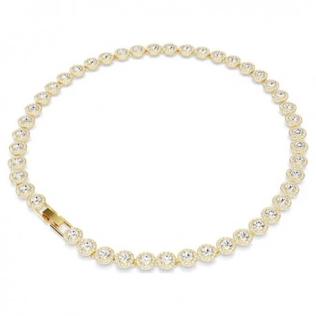 SWAROVSKI Κολιέ Tennis Una Angelic Στρογγυλή κοπή, Λευκό, Επιμετάλλωση σε χρυσαφί τόνο 5720505 