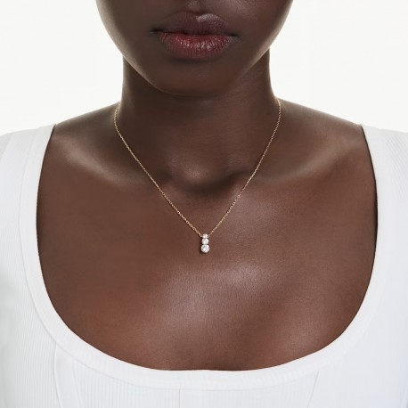Swarovski Κολιέ Stilla Attract Στρογγυλή κοπή, Λευκό, Επιμετάλλωση σε χρυσαφί τόνο 5723298 