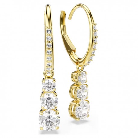 Swarovski Σκουλαρίκια-Κρίκοι Stilla Attract, Λευκά, Επιμετάλλωση σε χρυσαφί τόνο 5723300 