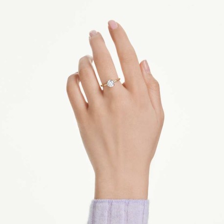 Swarovski Δαχτυλίδι κοκτέιλ Stilla Attract Στρογγυλή κοπή, Λευκό, Επιμετάλλωση σε χρυσαφί τόνο 5723334 