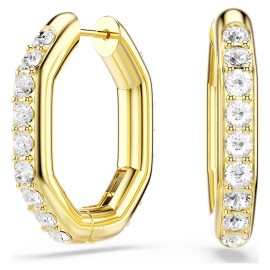 Swarovski Κρίκοι Σκουλαρίκια Dextera Οκταγωνικό σχήμα, Λευκά, Επιμετάλλωση σε χρυσαφί τόνο 5724584