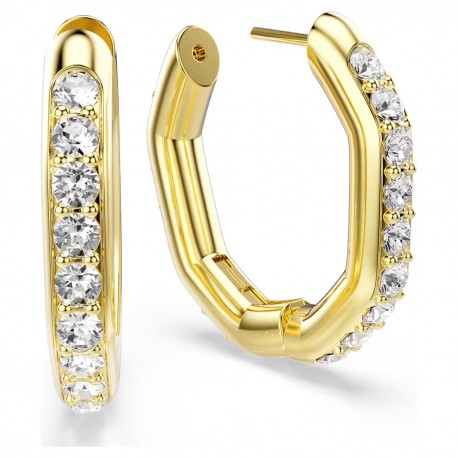 Swarovski Κρίκοι Σκουλαρίκια Dextera Οκταγωνικό σχήμα, Λευκά, Επιμετάλλωση σε χρυσαφί τόνο 5724584 