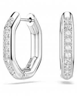 Swarovski Σκουλαρίκια Κρίκοι Dextera, Οκταγωνικό σχήμα, Στρογγυλή κοπή, Λευκά, Επιμετάλλωση ροδίου 5724585