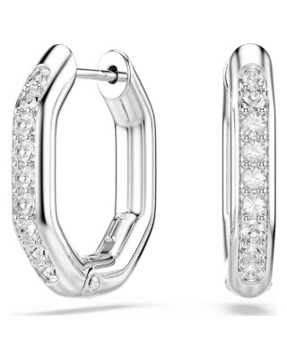 Swarovski Σκουλαρίκια Κρίκοι Dextera, Οκταγωνικό σχήμα, Στρογγυλή κοπή, Λευκά, Επιμετάλλωση ροδίου 5724585