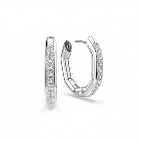Swarovski Σκουλαρίκια Κρίκοι Dextera, Οκταγωνικό σχήμα, Στρογγυλή κοπή, Λευκά, Επιμετάλλωση ροδίου 5724585 