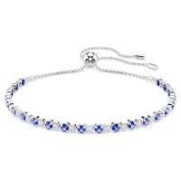 Swarovski Βραχιόλι Tennis Matrix Μικτές στρογγυλές κοπές, Μπλε, Επιμετάλλωση ροδίου 5725854