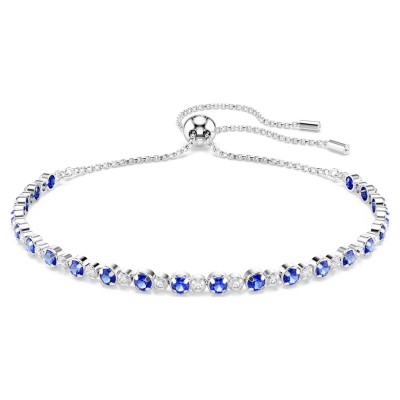 Swarovski Βραχιόλι Tennis Matrix Μικτές στρογγυλές κοπές, Μπλε, Επιμετάλλωση ροδίου 5725854