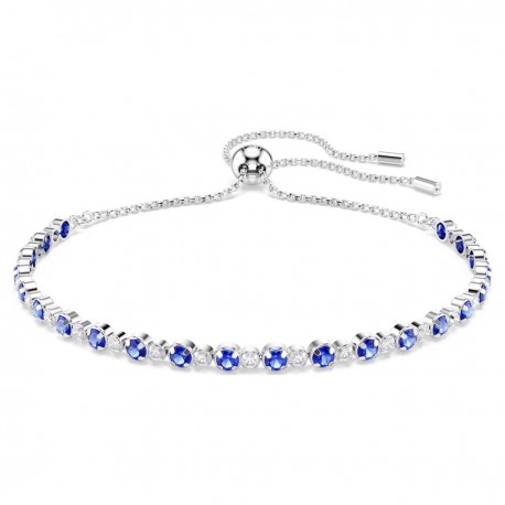 Swarovski Βραχιόλι Tennis Matrix Μικτές στρογγυλές κοπές, Μπλε, Επιμετάλλωση ροδίου 5725854 