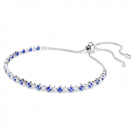 Swarovski Βραχιόλι Tennis Matrix Μικτές στρογγυλές κοπές, Μπλε, Επιμετάλλωση ροδίου 5725854 