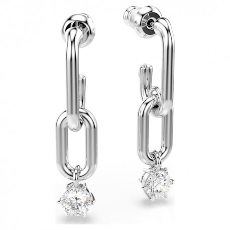 Swarovski Σκουλαρίκια Constella Στρογγυλή κοπή, Λευκά, Επιμετάλλωση ροδίου 5728584 