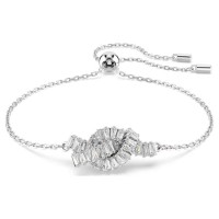 Swarovski Βραχιόλι Matrix Κοπή Baguette, Κόμπος, Λευκό, Επιμετάλλωση ροδίου 5731101