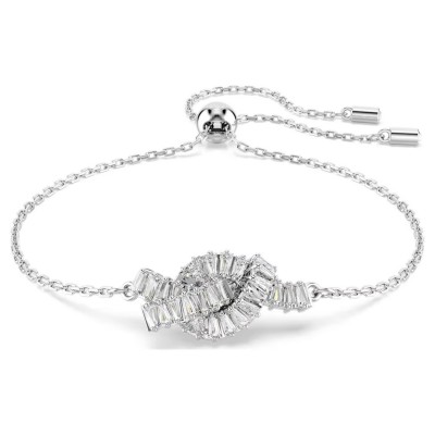 Swarovski Βραχιόλι Matrix Κοπή Baguette, Κόμπος, Λευκό, Επιμετάλλωση ροδίου 5731101