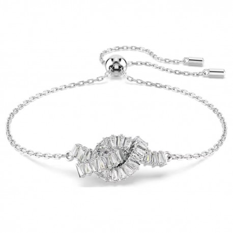 Swarovski Βραχιόλι Matrix Κοπή Baguette, Κόμπος, Λευκό, Επιμετάλλωση ροδίου 5731101 