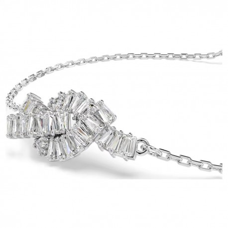 Swarovski Βραχιόλι Matrix Κοπή Baguette, Κόμπος, Λευκό, Επιμετάλλωση ροδίου 5731101 