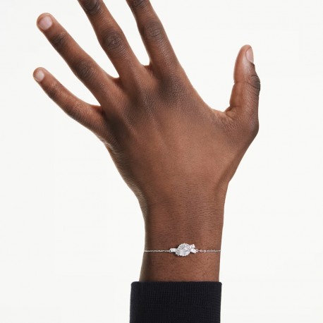 Swarovski Βραχιόλι Matrix Κοπή Baguette, Κόμπος, Λευκό, Επιμετάλλωση ροδίου 5731101 