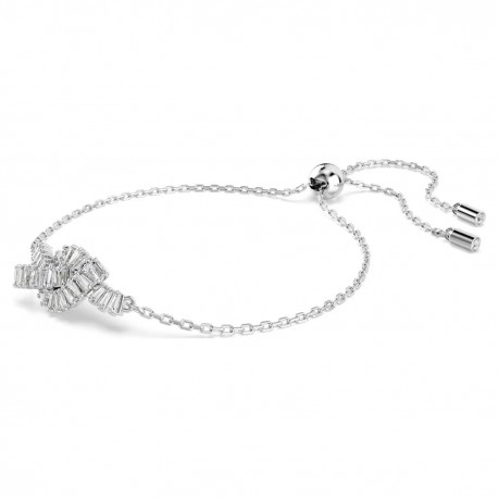 Swarovski Βραχιόλι Matrix Κοπή Baguette, Κόμπος, Λευκό, Επιμετάλλωση ροδίου 5731101 
