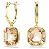 Swarovski Σκουλαρίκια Millenia Τετράγωνη κοπή, Χρώμα της καραμέλας, Επιμετάλλωση σε χρυσαφί τόνο 5731148