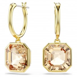Swarovski Σκουλαρίκια Millenia Τετράγωνη κοπή, Χρώμα της καραμέλας, Επιμετάλλωση σε χρυσαφί τόνο 5731148