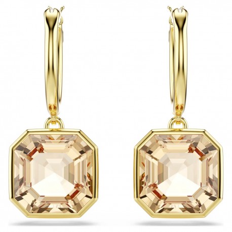 Swarovski Σκουλαρίκια Millenia Τετράγωνη κοπή, Χρώμα της καραμέλας, Επιμετάλλωση σε χρυσαφί τόνο 5731148 