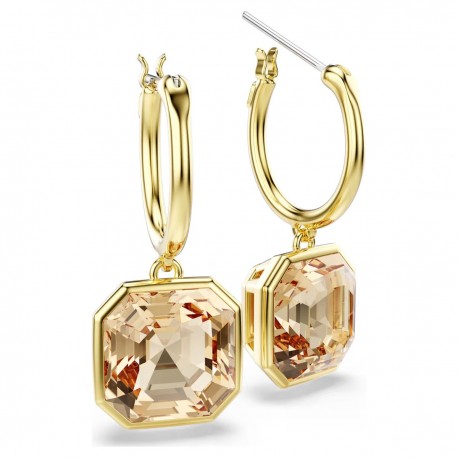 Swarovski Σκουλαρίκια Millenia Τετράγωνη κοπή, Χρώμα της καραμέλας, Επιμετάλλωση σε χρυσαφί τόνο 5731148 