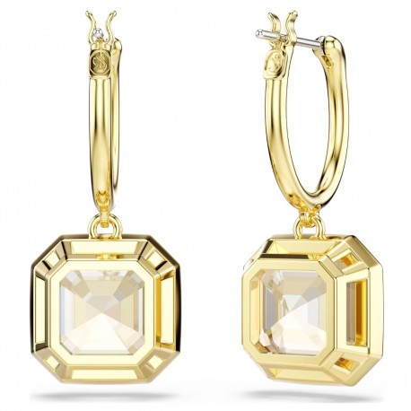 Swarovski Σκουλαρίκια Millenia Τετράγωνη κοπή, Χρώμα της καραμέλας, Επιμετάλλωση σε χρυσαφί τόνο 5731148 