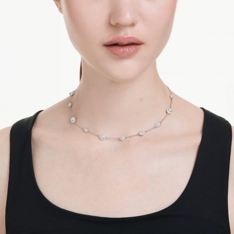 Swarovski Κολιέ Una Angelic Στρογγυλή κοπή, Διπλής όψης, Λευκό, Επιμετάλλωση ροδίου 5732275 