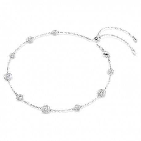Swarovski Κολιέ Una Angelic Στρογγυλή κοπή, Διπλής όψης, Λευκό, Επιμετάλλωση ροδίου 5732275 