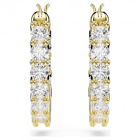 Swarovski Σκουλαρίκια Κρίκοι Matrix Vittore Στρογγυλή κοπή, Λευκά, Επιμετάλλωση σε χρυσαφί τόνο 5733398 