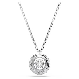 Swarovski Dextera Κολιέ Στρογγυλή κοπή, Λευκό, Επιμετάλλωση ροδίου 5733400