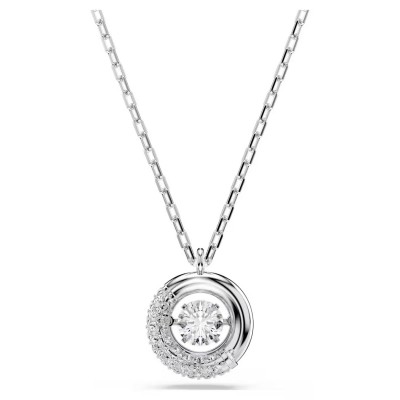Swarovski Dextera Κολιέ Στρογγυλή κοπή, Λευκό, Επιμετάλλωση ροδίου 5733400