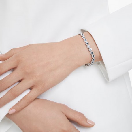 Swarovski Βραχιόλι Tennis Una Angelic, Μπλε, Επιμετάλλωση ροδίου 5733401 