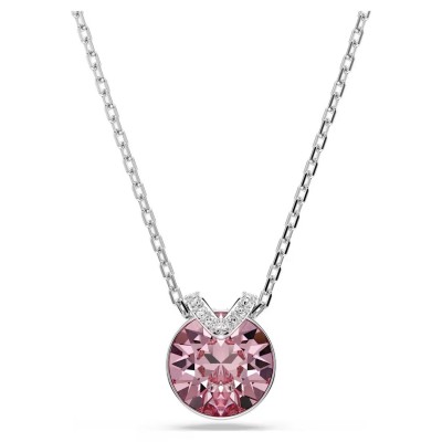 Swarovski Bella V Κολιέ Στρογγυλή κοπή, Ροζ, Επιμετάλλωση ροδίου 5734230