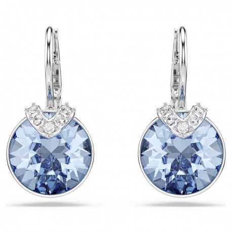 Swarovski Σκουλαρίκια Bella V Στρογγυλή κοπή, Μπλε, Επιμετάλλωση ροδίου 5734234 