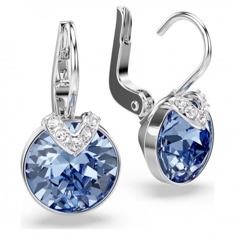 Swarovski Σκουλαρίκια Bella V Στρογγυλή κοπή, Μπλε, Επιμετάλλωση ροδίου 5734234 