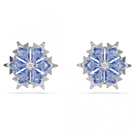 Swarovski Σκουλαρίκια Magic Χιονονιφάδα, Μπλε, Επιμετάλλωση ροδίου 5734242 