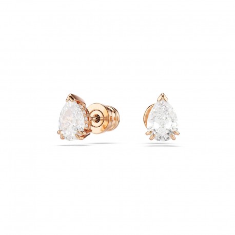 Swarovski Σκουλαρίκια Stilla Κοπή Pear, Λευκά, Επιμετάλλωση σε ροζ χρυσαφί τόνο 5734248 