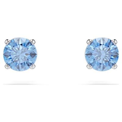 Swarovski Σκουλαρίκια Stilla Attract Στρογγυλή κοπή, Μπλε, Επιμετάλλωση ροδίου 5734250