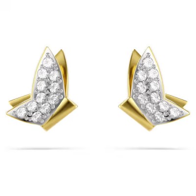 Swarovski Σκουλαρίκια Idyllia Lilia Πεταλούδα, Λευκά, Επιμετάλλωση σε χρυσαφί τόνο 5736070