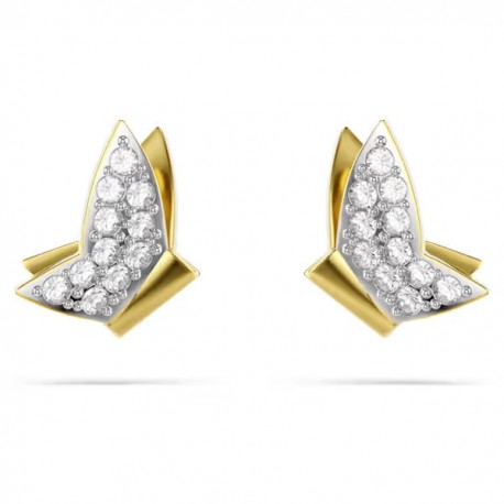 Swarovski Σκουλαρίκια Idyllia Lilia Πεταλούδα, Λευκά, Επιμετάλλωση σε χρυσαφί τόνο 5736070 