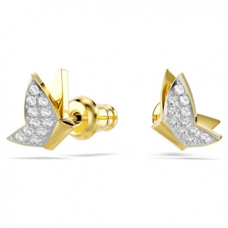 Swarovski Σκουλαρίκια Idyllia Lilia Πεταλούδα, Λευκά, Επιμετάλλωση σε χρυσαφί τόνο 5736070 