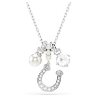 Swarovski Κολιέ Symbolica Crystal pearl, Στρογγυλή κοπή, Pavé, Πέταλο, Λευκό, Επιμετάλλωση ροδίου 5736247